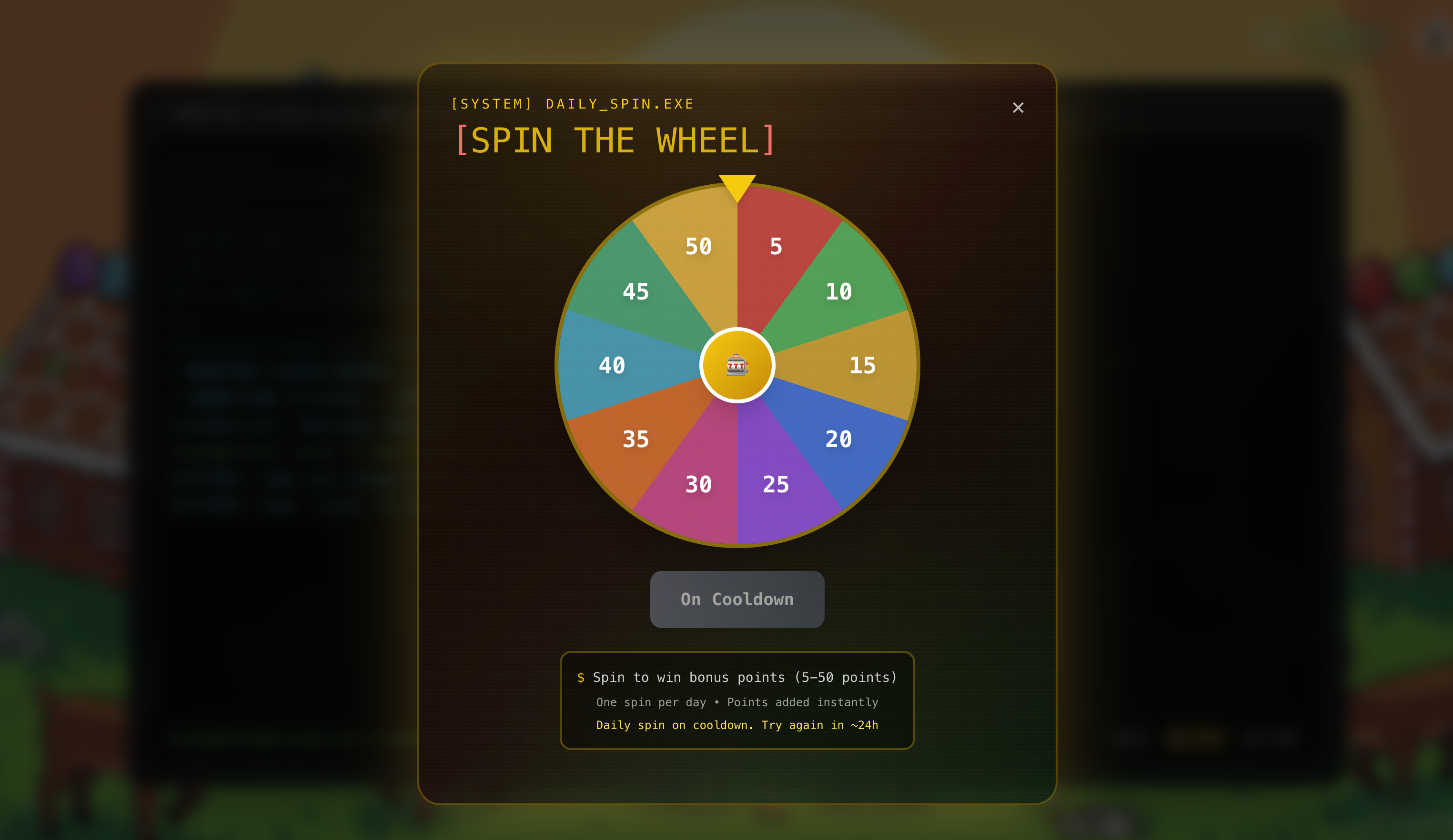 Daily spin wheel with rewards
